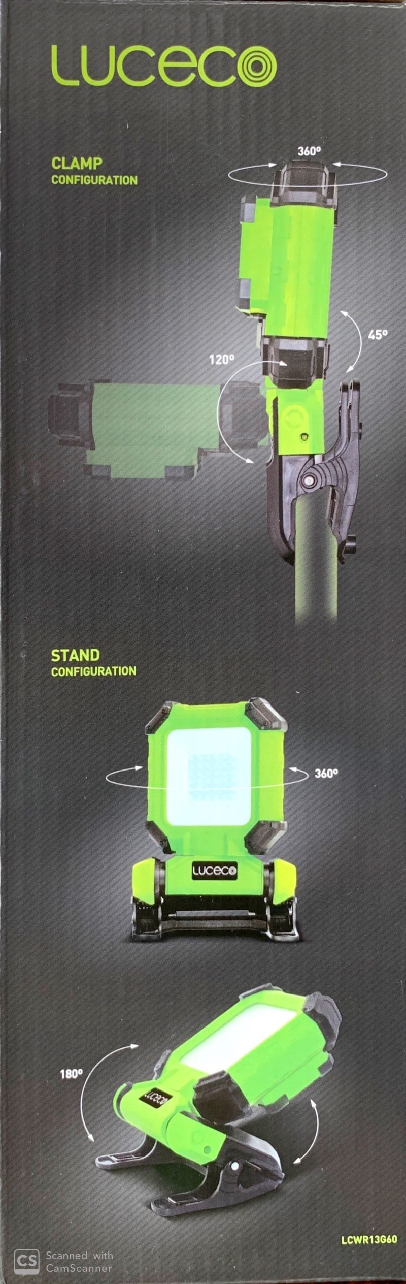 Luceco LCWR13G60 Rechargeable LED Work Light 13W | 6500K Daylight | IP65 | Magnetic Base