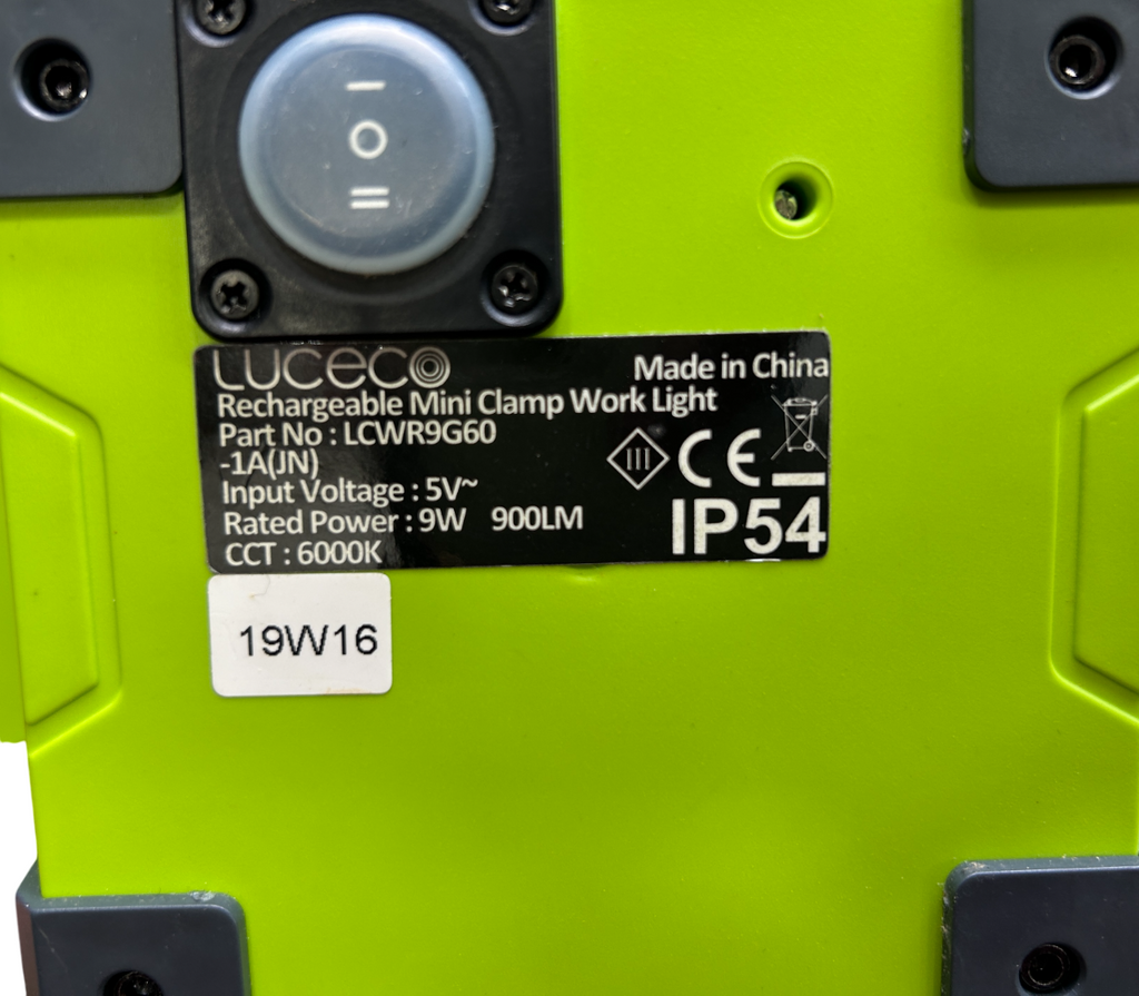 Luceco LCWR9G60 – 9W Rechargeable LED Mini Clamp Work Light | Portable & Durable | 900 lm