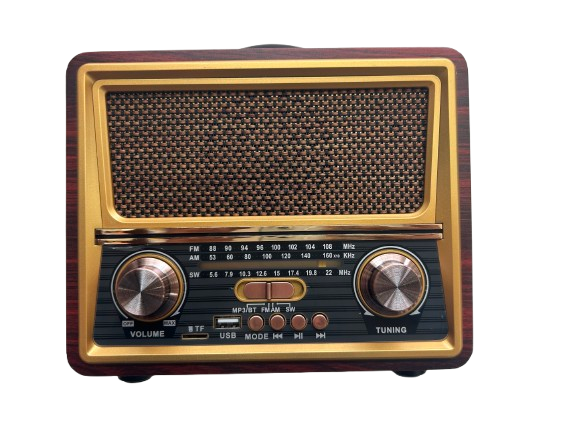 RAISENG R-2055BT FM AM SW 3 Band Vintage Retro Rechargeable With USB SD TF W Bluetooth Function Wooden Radio