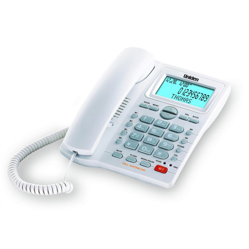 Uniden AS7414 Corded Phone | Caller ID Name & Number | Backlit LCD | Speakerphone | Phonebook Memory