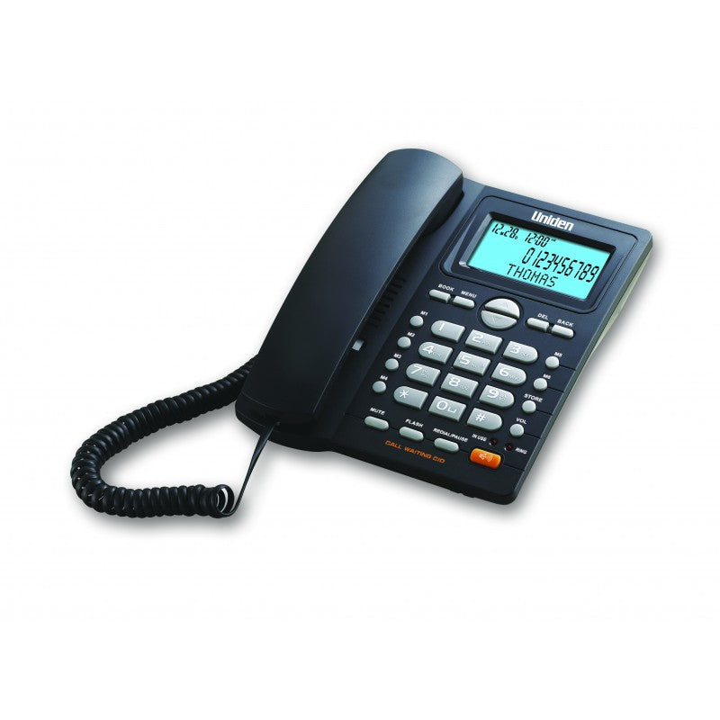 Uniden AS7414 Corded Phone | Caller ID Name & Number | Backlit LCD | Speakerphone | Phonebook Memory