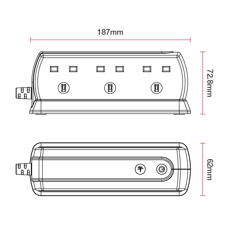 Masterplug SRGD62MW  6-Socket Surge Protected Extension Lead (2M)